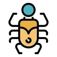 Amulet scarab beetle icon color outline vector