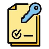 Paper multi-factor authentication icon color outline vector