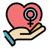Woman empowerment heart care icon color outline vector