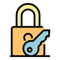 Secured padlock remote control icon color outline vector