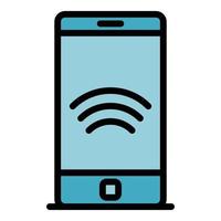 Smartphone remote access icon color outline vector