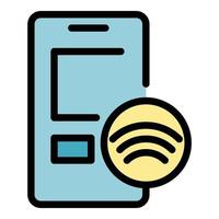 Smartphone wifi remote access icon color outline vector