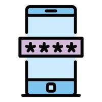 Smartphone authentication icon color outline vector