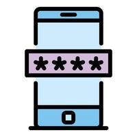 Smartphone authentication icon color outline vector