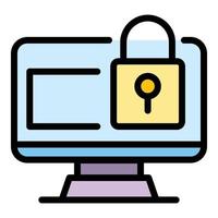 Locked authentication icon color outline vector