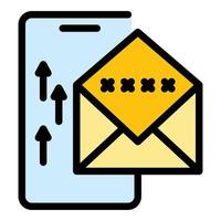 Web mail safe authentication icon color outline vector