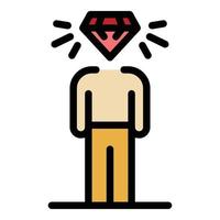 Diamond personal traits icon color outline vector