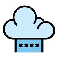 Data cloud authentication icon color outline vector