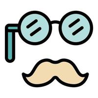 Old mustache personal traits icon color outline vector