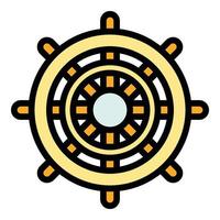 Maritime ship wheel icon color outline vector