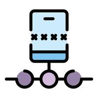 Smartphone authentication icon color outline vector