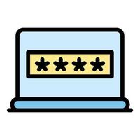 Laptop workstation authentication icon color outline vector