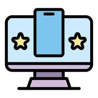 Smart pc authentication icon color outline vector