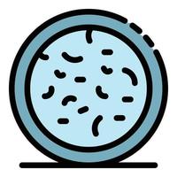 Bacteria in microscope icon color outline vector