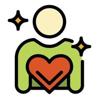 Heart health control icon color outline vector