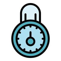 Steel padlock personal information icon color outline vector