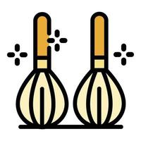 Two kitchen whisks icon color outline vector