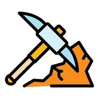 Metallurgy pick axe icon color outline vector