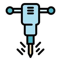 Metallurgy hammer drill icon color outline vector