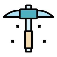 Hand pick axe icon color outline vector