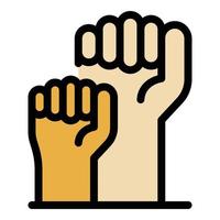 Fist empowerment icon color outline vector