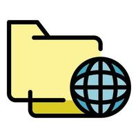 Global folder operating system icon color outline vector