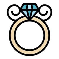 Metallurgy diamond ring icon color outline vector