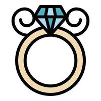 Metallurgy diamond ring icon color outline vector