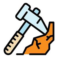 Metallurgy pick axe working icon color outline vector