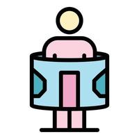 A man in a circle scanner icon color outline vector