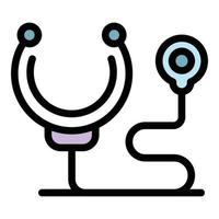 Stethoscope heart diagnostics icon color outline vector