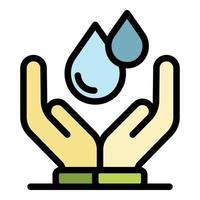 Holding two drops icon color outline vector