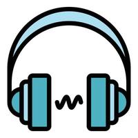 Headphones icon color outline vector