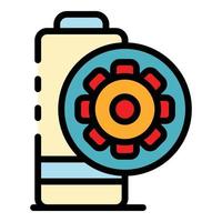 Gear and battery icon color outline vector