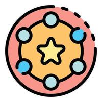 Star in the circle icon color outline vector