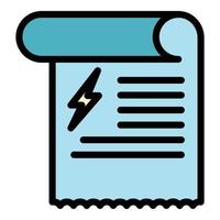 Lightning sign on paper icon color outline vector