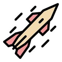 Rocket flight icon color outline vector
