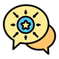 Chat bubbles and star icon color outline vector