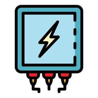 vector de contorno de color de icono de transformador eléctrico