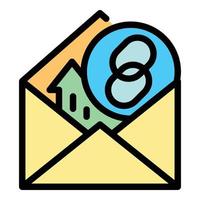 Hyperlink mark in the envelope icon color outline vector