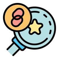 Link star and magnifier icon color outline vector