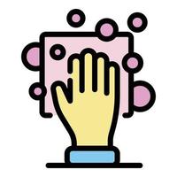 Hand and sponge icon color outline vector