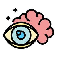 Eye and brain icon color outline vector