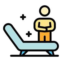 Man near a hospital bed icon color outline vector