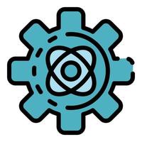 Gear with atom icon color outline vector