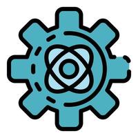 Gear with atom icon color outline vector