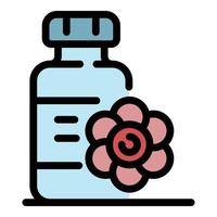 Plastic bottle and flower icon color outline vector