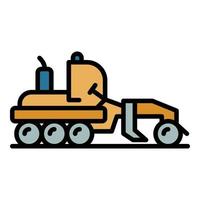 Transport grader machine icon color outline vector