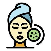 Female face and acne icon color outline vector