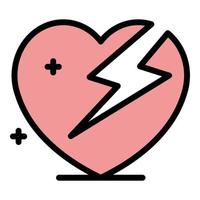 Heart and lightning icon color outline vector